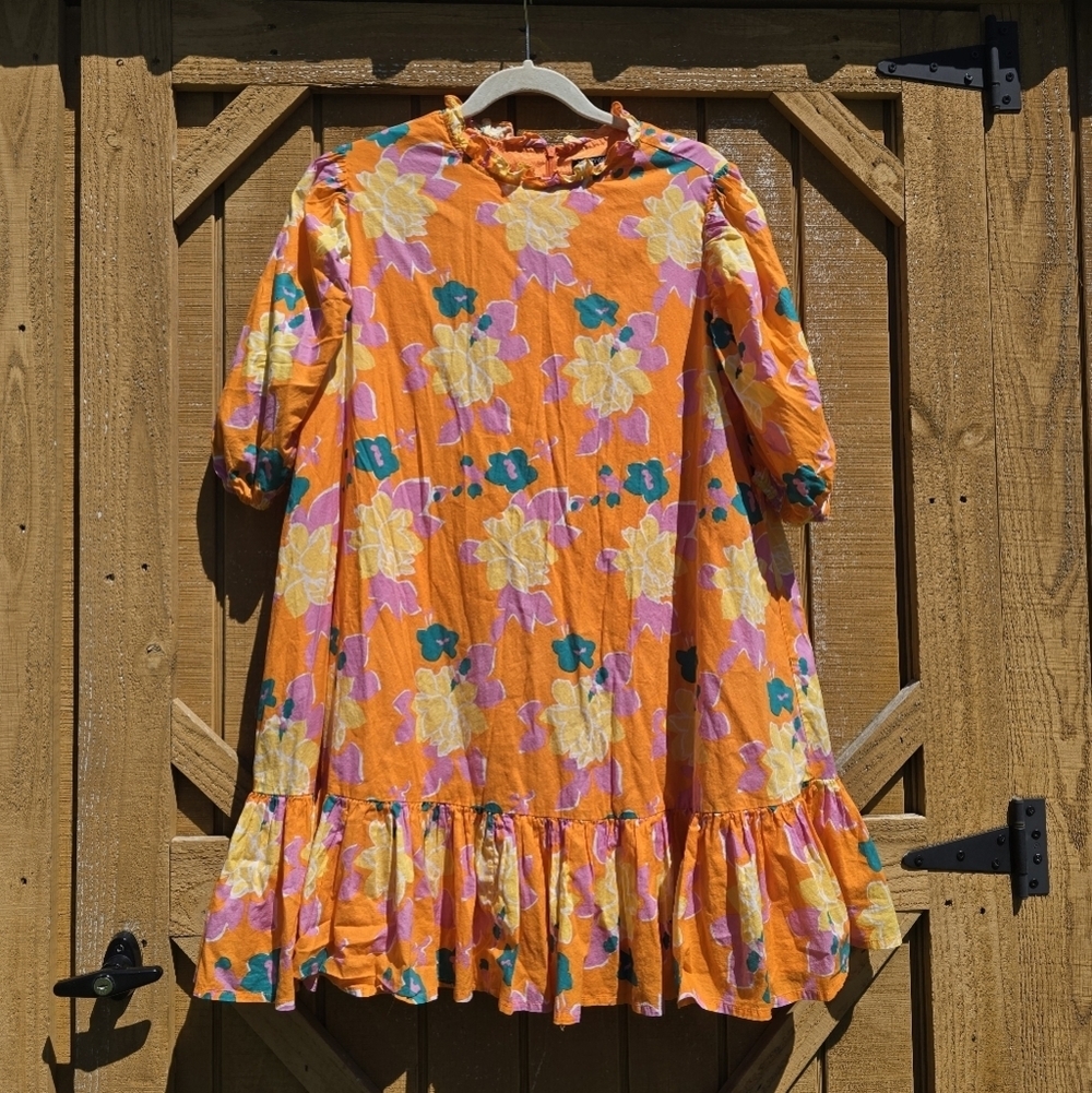 Nasty Gal Puff Sleeve Drop Hem Smock Dress